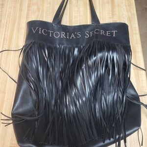 Victoria's Secret Black Fringe Tote Bag